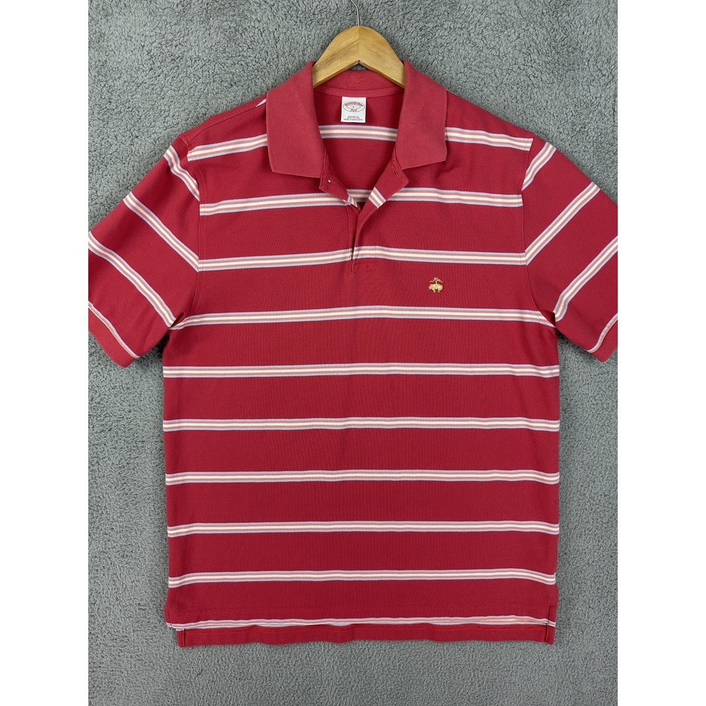 Brooks Brothers 346 Polo Shirt Mens Large Striped Short Sleeve Classic Preppy